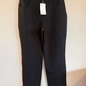 Quince Black Ponte Ultra Stretch Straight Leg Pull-On Pants